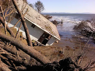 Coastal erosion in the North Cove area has over the years claimed several buildings built close to the shoreline.