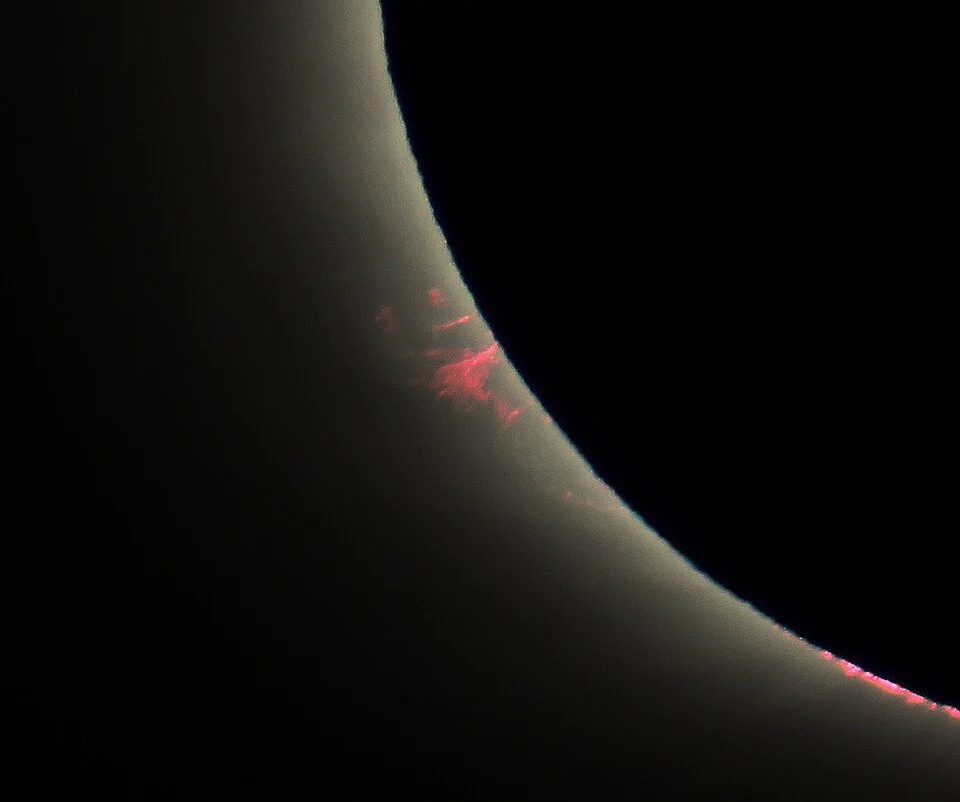 Solar prominence seen in true colour during totality of a solar eclipse
