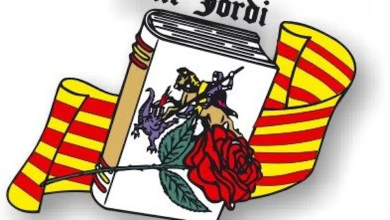 Book and rose with Catalan flag
