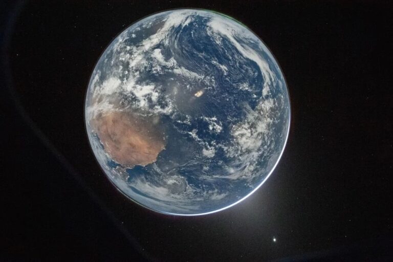 Earth viewed from space, stunning perspective.