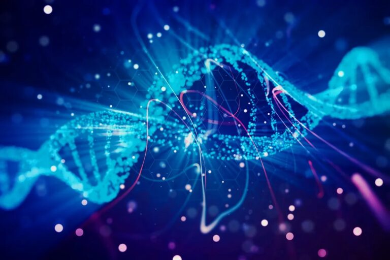 Abstract DNA strand with glowing effects