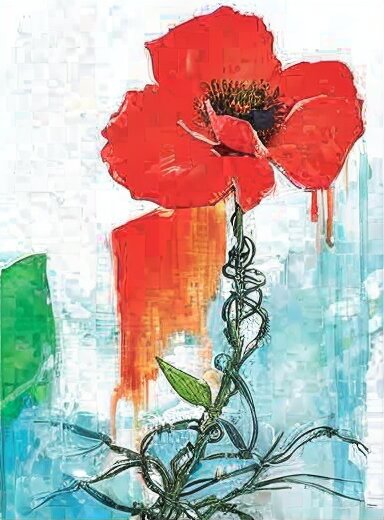 Red flower with abstract background