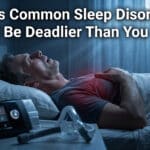 Man sleeping with sleep disorder warning