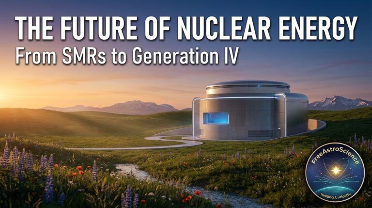 Modern nuclear energy facility in landscape