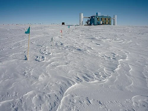Snowy landscape with research facility