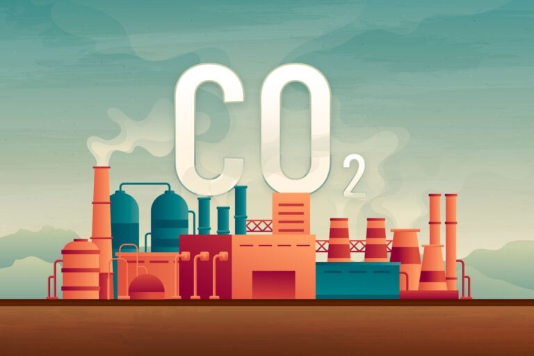 Industrial scene with CO2 emissions