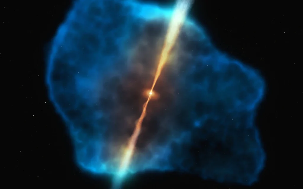 Colorful cosmic quasar halo visualization