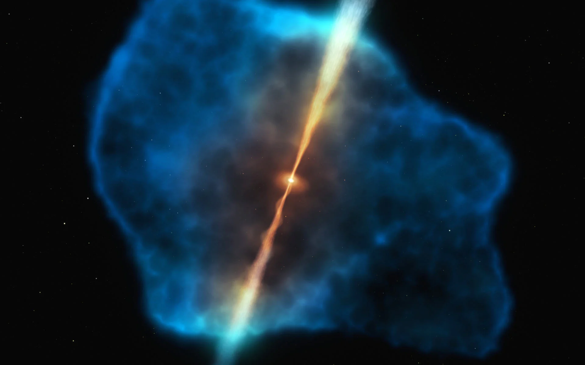 Colorful cosmic quasar halo visualization